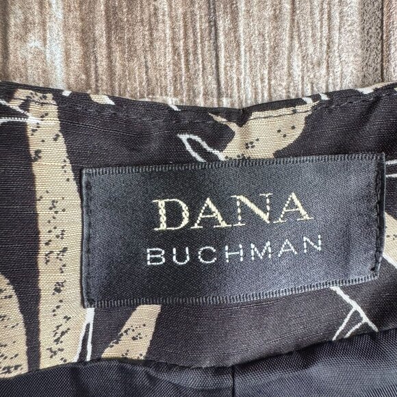 Dana Buchman Womens‎ Silk Linen Pants Size 6 Black Beige Bamboo Lined Zip Work - Picture 3 of 7